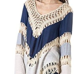 Macrame Top Cover-Up Fringe Bottom Size Medium